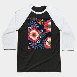 Colorful Flower Pattern V2 Baseball T-Shirt
